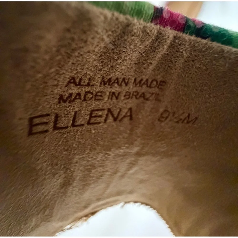 Michelle D Ellena Floral Peep Toe Wedge Shoes Multi Color Cork Heel 9.5 M